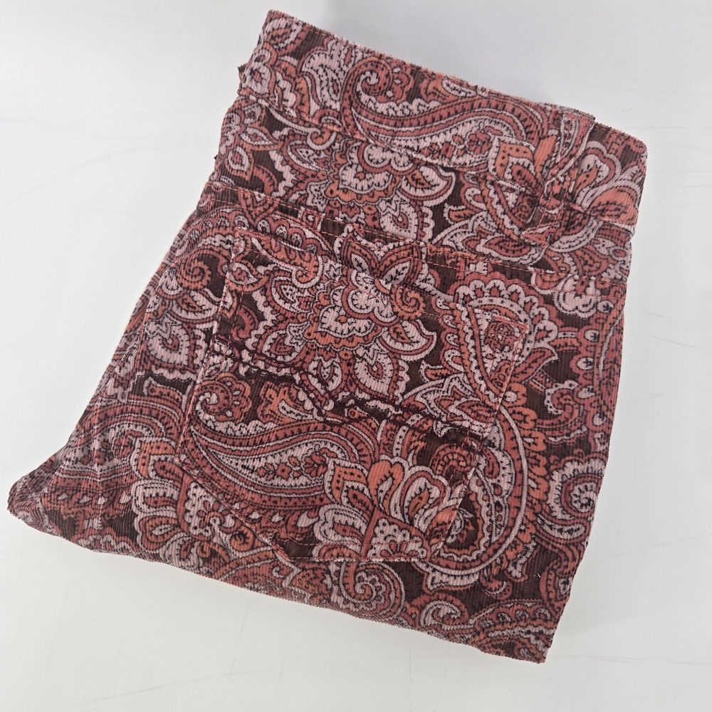 Prana Corduroy Pants Trinity Womens Size 4 Rhubarb Paisley Red Pink Straight Leg